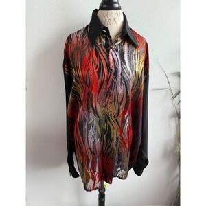 Live‎ Collection Italy New York Flame Print Button Down Shirt - 2X